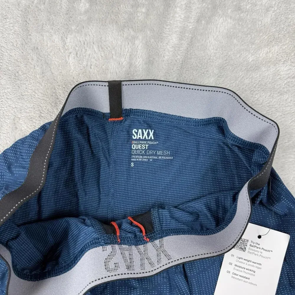 SAXX Quest Quick Dry Mesh Base Layer Bottom Men Small Blue BallPark Pouch NWT